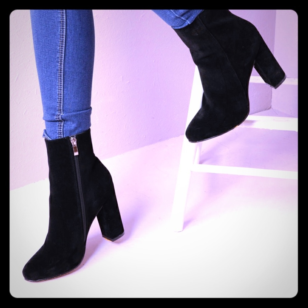 Velvet Black Ankle Booties